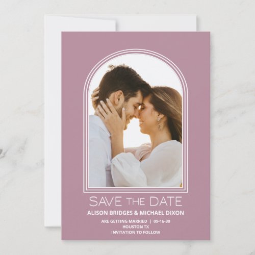 Modern Dusty Rose Arch Photo Wedding Save the Date