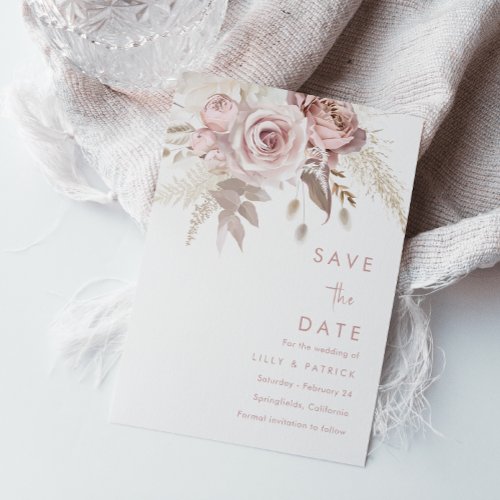 Modern Dusty Rose  Blush Rose Wedding Save The Date