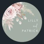 Modern Dusty Rose Blush & Sage Wedding Classic Round Sticker<br><div class="desc">Modern Dusty Rose Blush & Sage Wedding Classic Round Sticker - Envelope Seal Favor / Seal

We also have plenty of other Invitation and collections.</div>