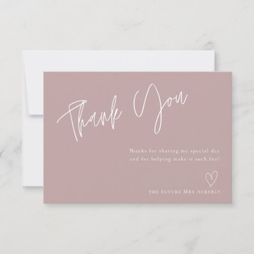 Modern Dusty Rose Bridal Shower Thank You Card