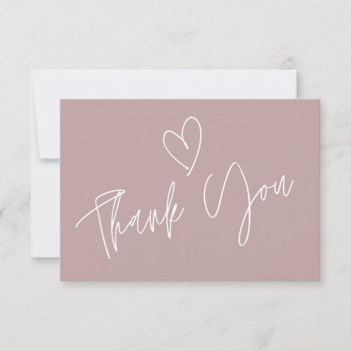 Modern Dusty Rose Bridal Shower Thank You Card