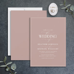 Modern Dusty Rose Calligraphy Wedding Invitation