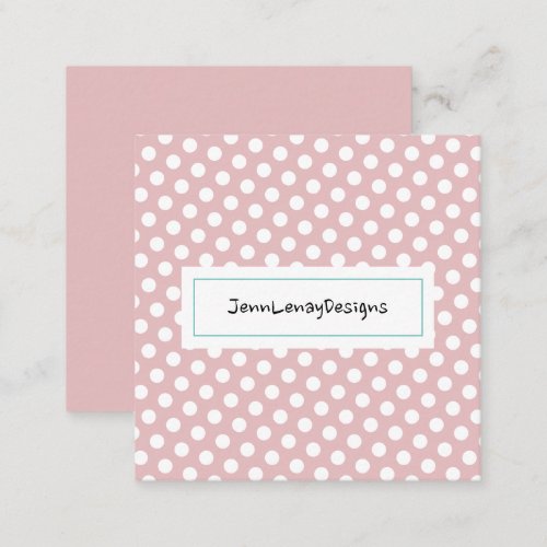 Modern Dusty Rose Chic Polka Dot Pattern  Square Business Card
