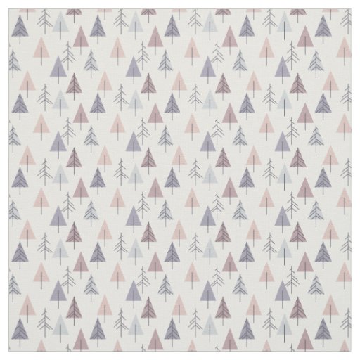 Modern Dusty Rose Christmas Trees Fabric