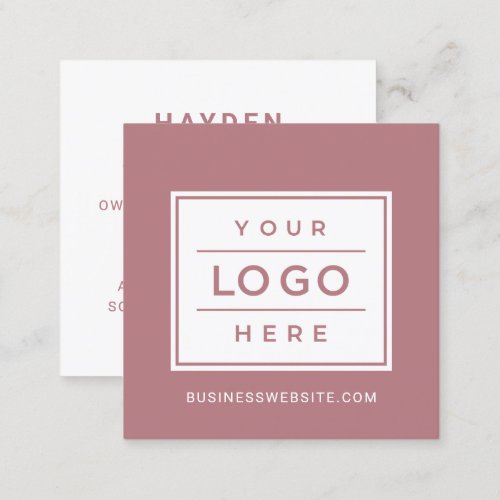 Modern Dusty Rose Custom Business Logo Square Business Card