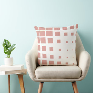 Modern Dusty Rose Deconstructed Plaid Halftone Geo Throw Pillow