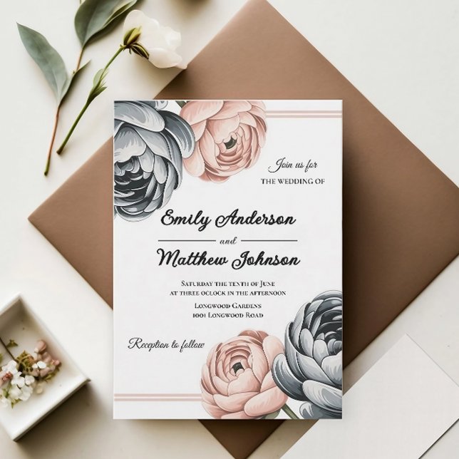 Modern Dusty Rose Designer Wedding Invitation (Creator Uploaded)