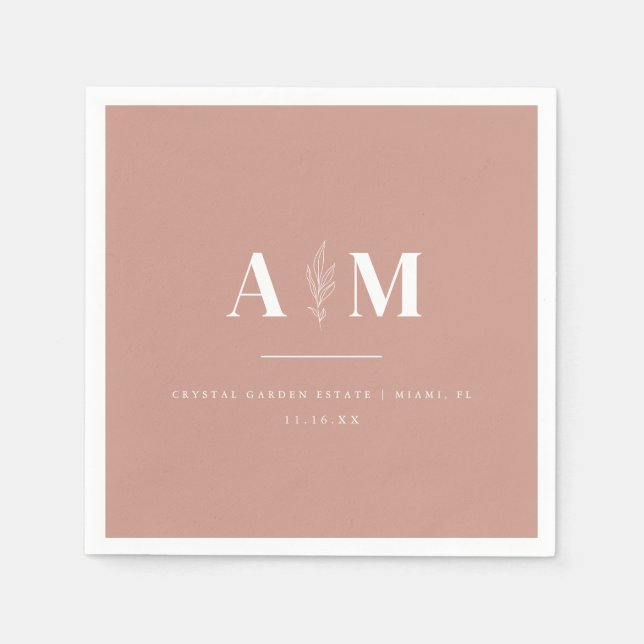 Modern Dusty Rose Elegant Wedding Napkins (Front)