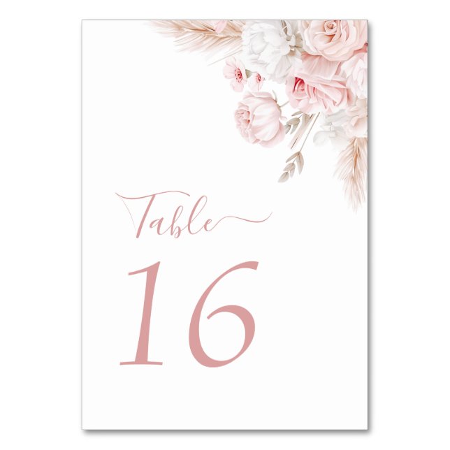 modern dusty rose floral wedding table number (Front)