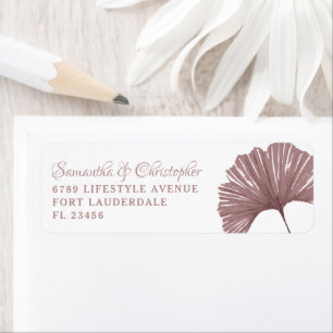 Modern Dusty Rose Ginkgo leaf Wedding Label