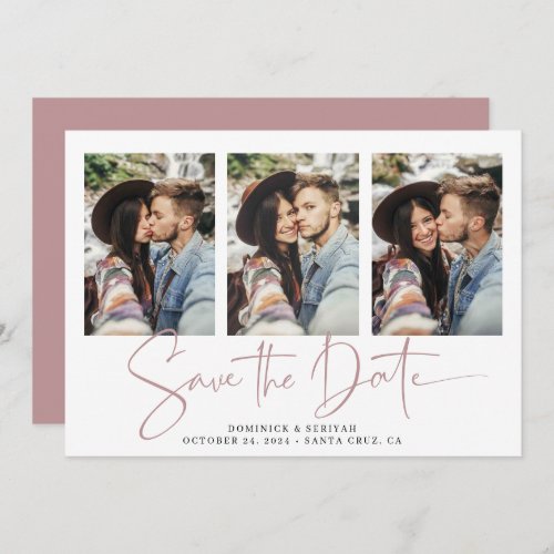 Modern Dusty Rose Handwritten Save the Date