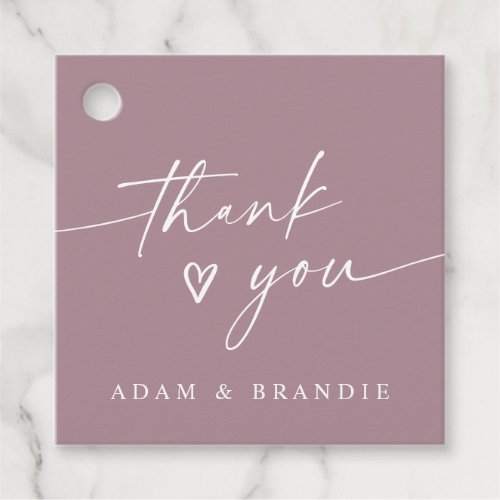 Modern Dusty Rose Handwritten Thank You Wedding Favor Tags
