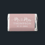 Modern Dusty Rose Heart Script Monogram Hershey's Miniatures<br><div class="desc">A romantic and refined miniature wedding favor featuring "Mr and Mrs" in decorative heart script calligraphy with the couple's surname displayed as a personalized monogram centerpiece. Soft dusty rose tones bring a warm, blush-kissed elegance to this design. Personalize the names and wedding date for a lovely reception favor. All text...</div>