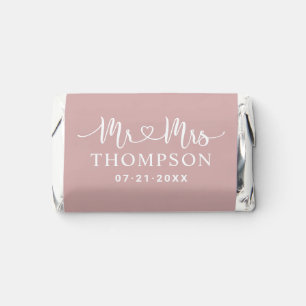 Modern Dusty Rose Heart Script Monogram Hershey's Miniatures