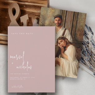 Modern Dusty Rose Minimalist Photo Wedding Save The Date
