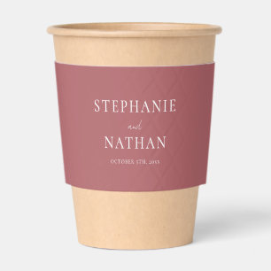 Modern Dusty Rose Minimalist Wedding Coffee Cup Sleeve