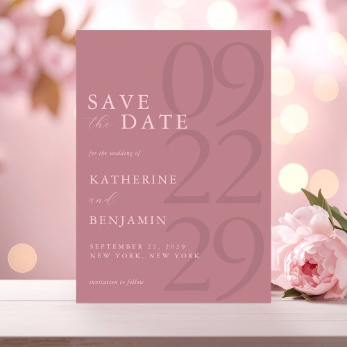 Modern Dusty Rose Minimalist Wedding Save The Date
