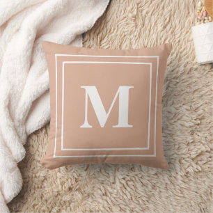 Modern Dusty Rose Monogram Throw Pillow