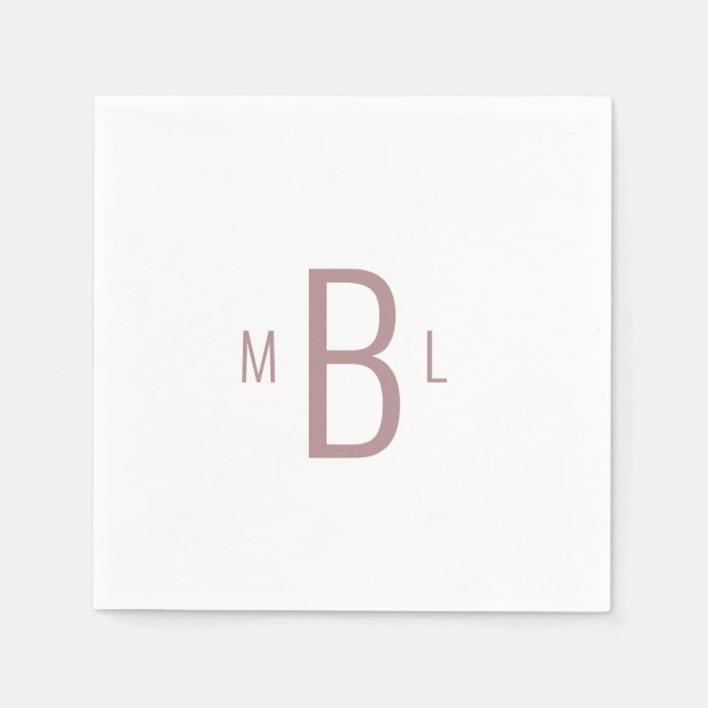 Modern Dusty Rose Monogram Wedding Napkins (Front)