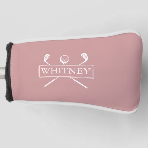 Modern Dusty Rose Personalized Name Clubs And Ball Golf Head Cover