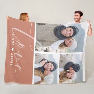 Modern Dusty Rose Photos Love Personalized Fleece Blanket