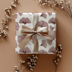 Modern Dusty Rose Pink Ginkgo foliage Wrapping Paper Sheets