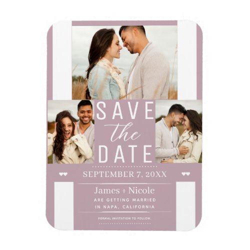 Modern Dusty Rose Pink Save the Date Wedding Photo Magnet