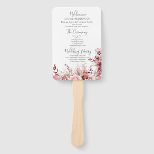Modern Dusty Rose Pink Wedding Program Hand Fan