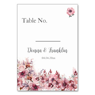 Modern Dusty Rose Pink Wedding Table Number