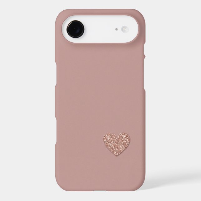 Modern Dusty Rose & Rose Gold Glitter Heart Luxury Case-Mate iPhone Case (Back)