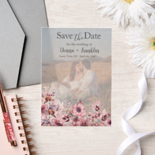 Modern Dusty Rose Save the Date Vellum Invitations