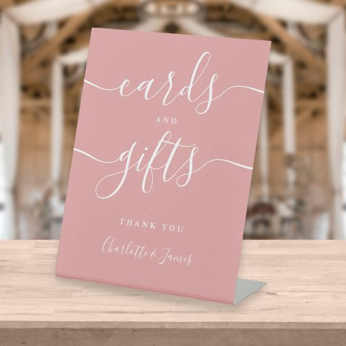 Modern Dusty Rose Signature Script Cards And Gifts Pedestal Sign