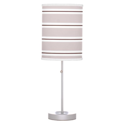 Modern Dusty Rose Stripe Girls Dorm Room Table Lamp