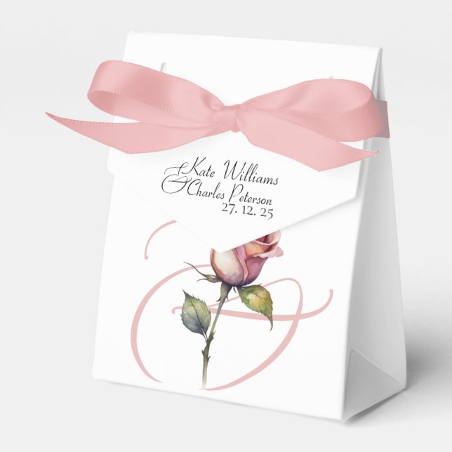Modern Dusty Rose Summer Blush Wedding Favor Box (Front Side)