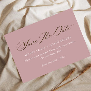 Modern Dusty Rose Typography Save the Date Card