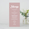 Modern Dusty Rose Wedding Menu | Zazzle