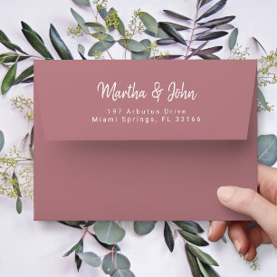 Modern Dusty Rose Wedding Return Address Envelope