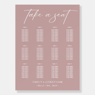 Modern Dusty Rose Wedding Seating chart Foam Board