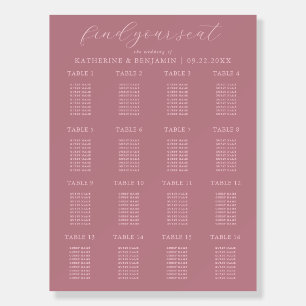 Modern Dusty Rose Wedding Seating Chart Foam Board