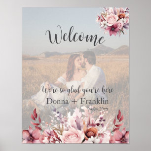 Modern Dusty Rose Wedding Welcome Photo Poster