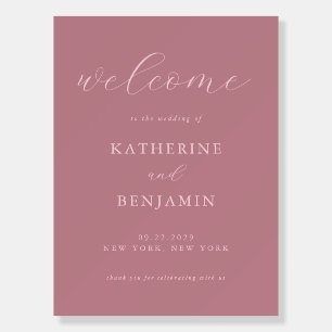 Modern Dusty Rose Wedding Welcome Sign