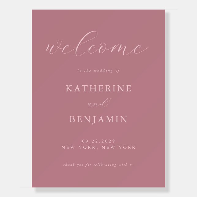 Modern Dusty Rose Wedding Welcome Sign (Front)
