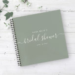 Modern Dusty Sage Chic Script Bridal Shower Guest Notebook<br><div class="desc">This modern calligraphy guest book is perfect for a simple yet beautiful bridal shower. The neutral design features your name and date of celebration in minimalist typography alongside a romantic and whimsical script. This is the dusty sage green version but feel free to change the background color to any other...</div>