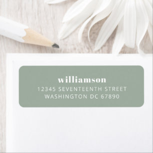 Modern Dusty Sage Simple Last Name Return Address  Label