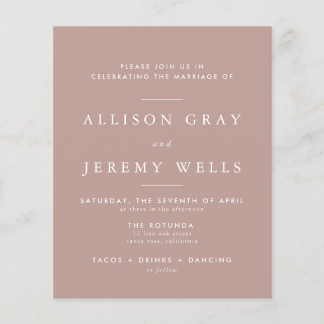 Modern Dusty Wedding Invitation (Front)