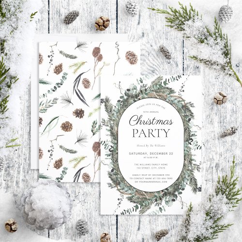 Modern Dusty Winter Watercolor Christmas Party Invitation