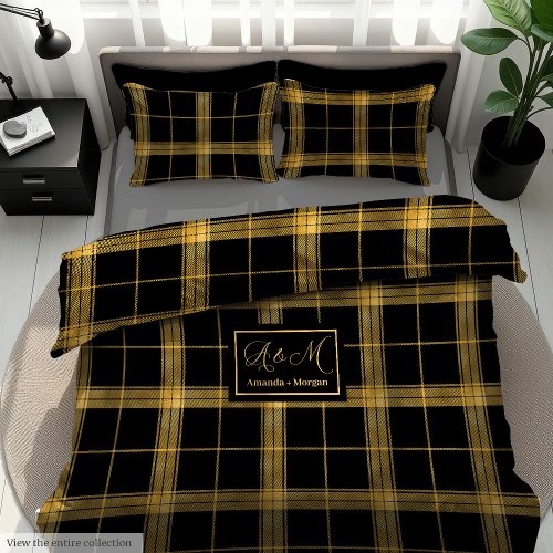 Modern Duvet Cover Luxe Black Gold Anniversary