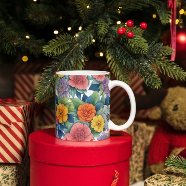 Modern Dynamic Flower Art Pattern Coffee Mug (Creator Uploaded)