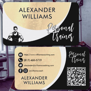 Modern Dynamic QRcode Personal Trainer Fitness Business Card