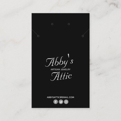 Modern Earring and Necklace Jewelry Display Black Business Card